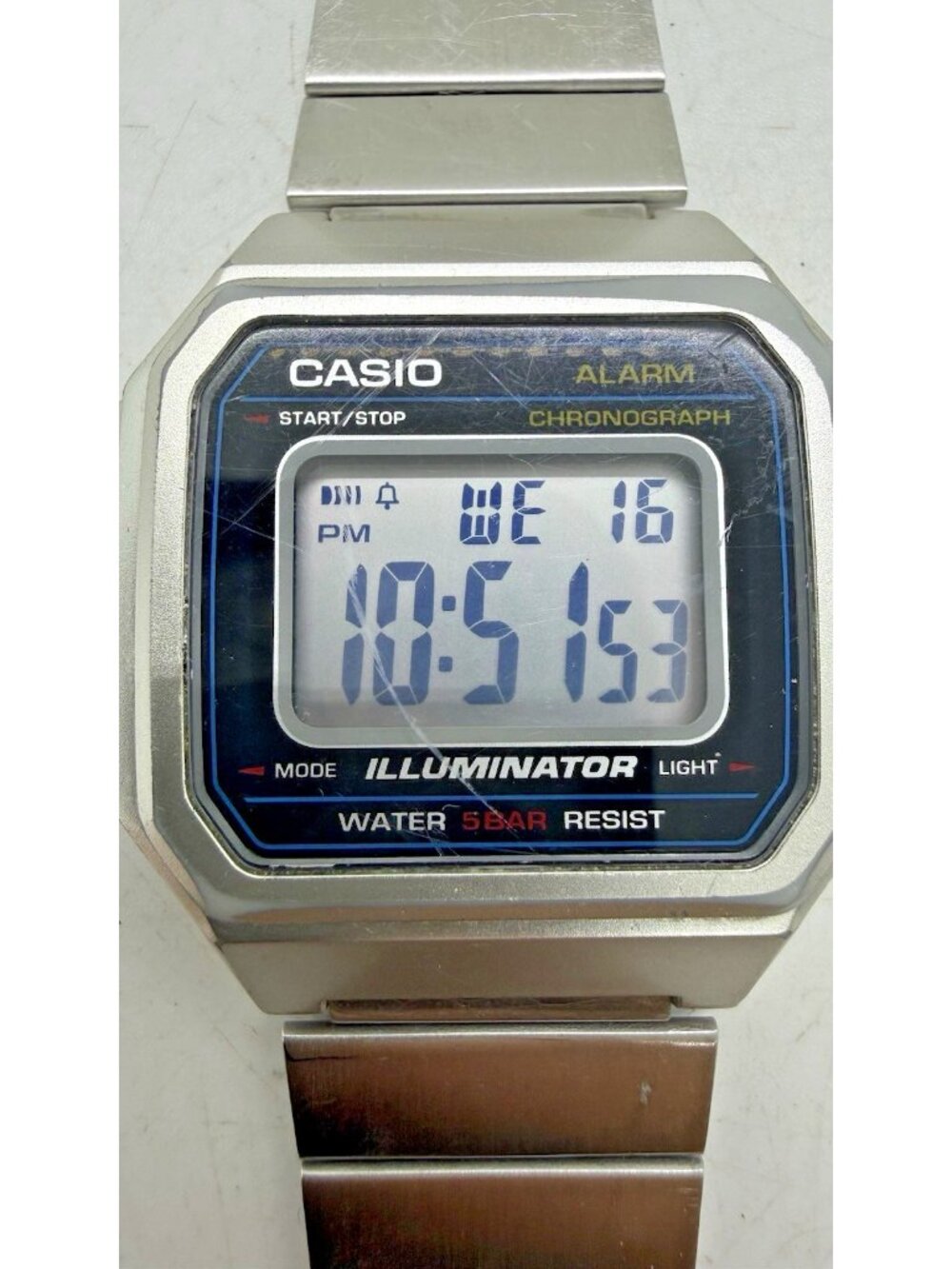 CASIO Illuminator Digital Watch B650W 3454 Stainless Steel Water Resistant 50M